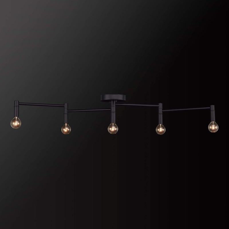 Globe Electric 59969 تيمبو إضاءة مسار قابلة للطي 5 مصابيح، أسود غير لامع - Image 2